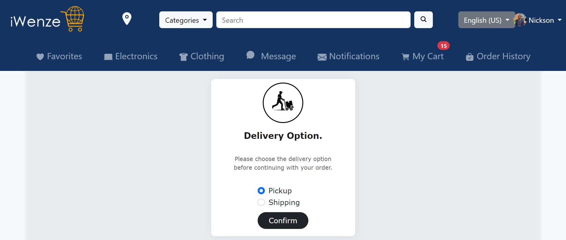 delevery option